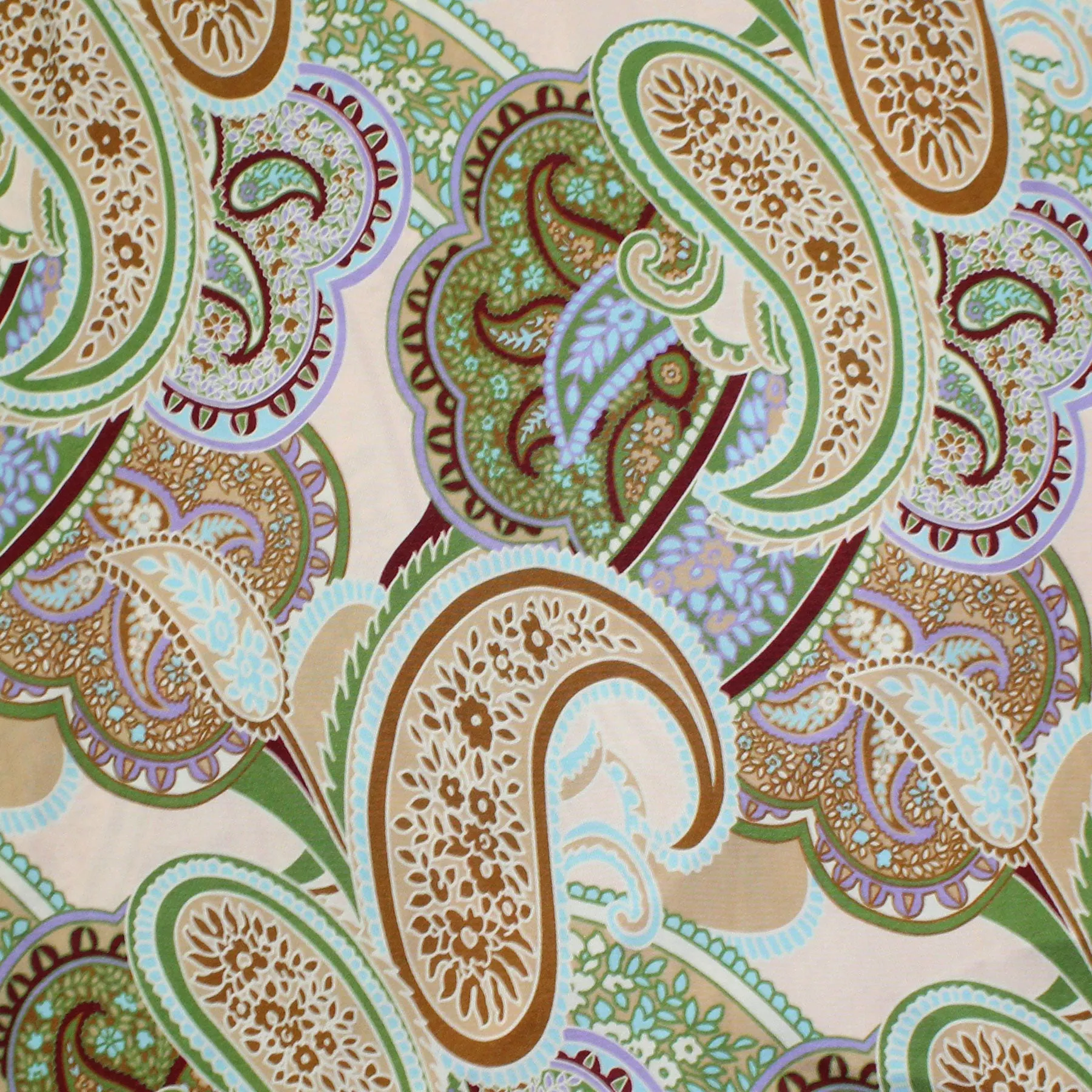 Olivia Kaftan Beige Green Brown Paisley Women Beachwear Hand Made In Italy