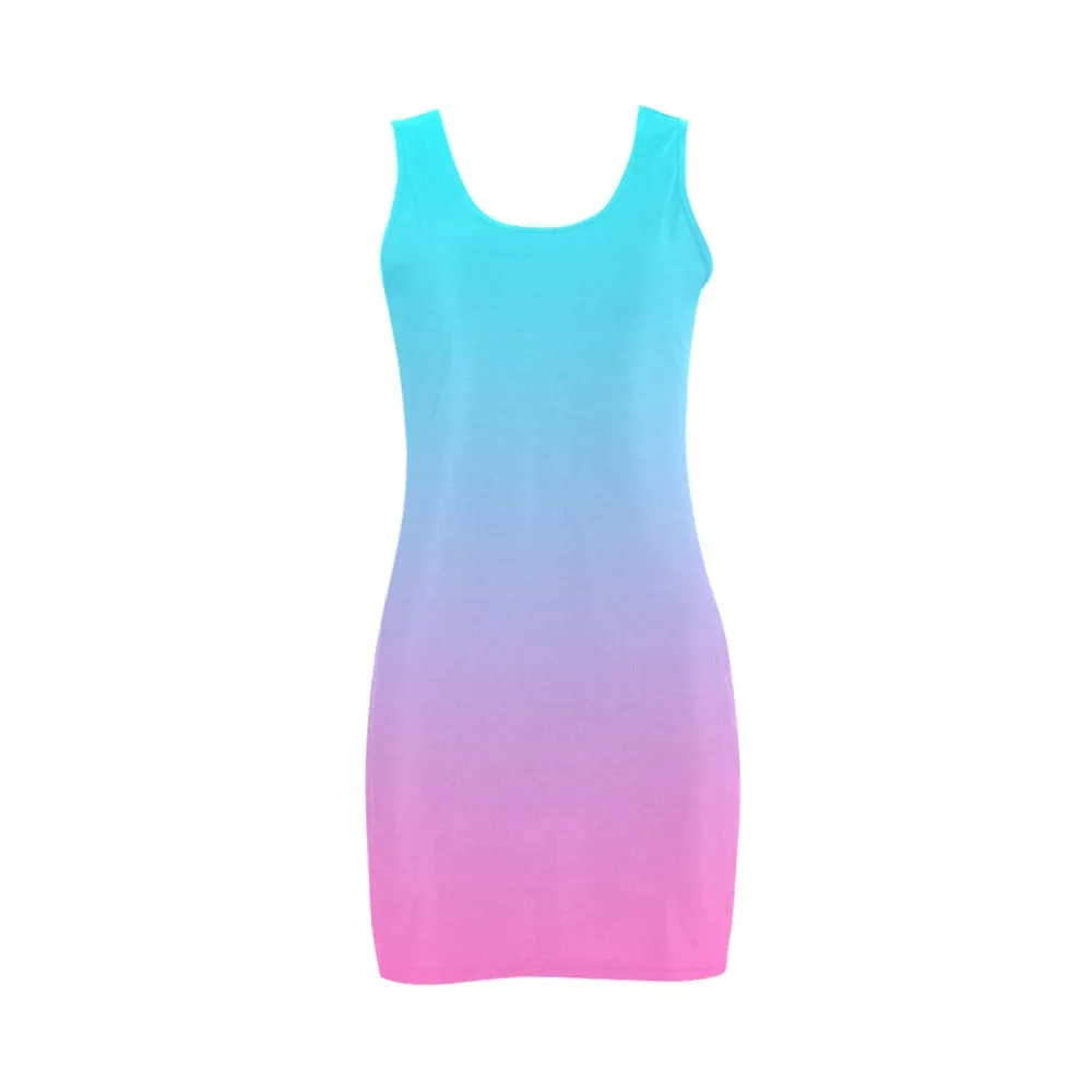 Ombre Aqua Pink Sleeveless Tank Dress up to 3 XL (FWS)