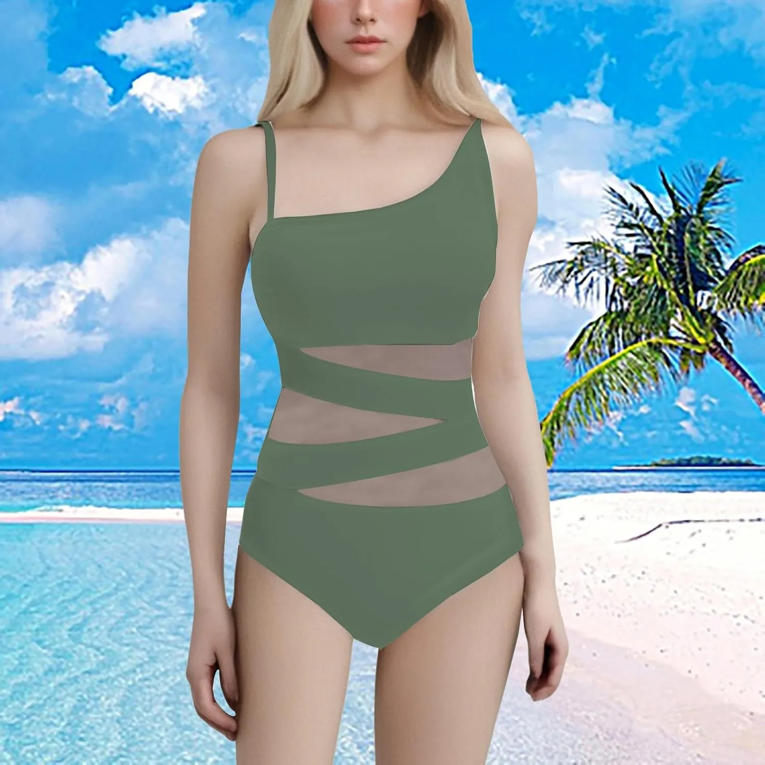 One Piece Bathing Suit Women's Slimming and Shielding Two Swimsuit for Women with Straps Women's Ribbed One Piece