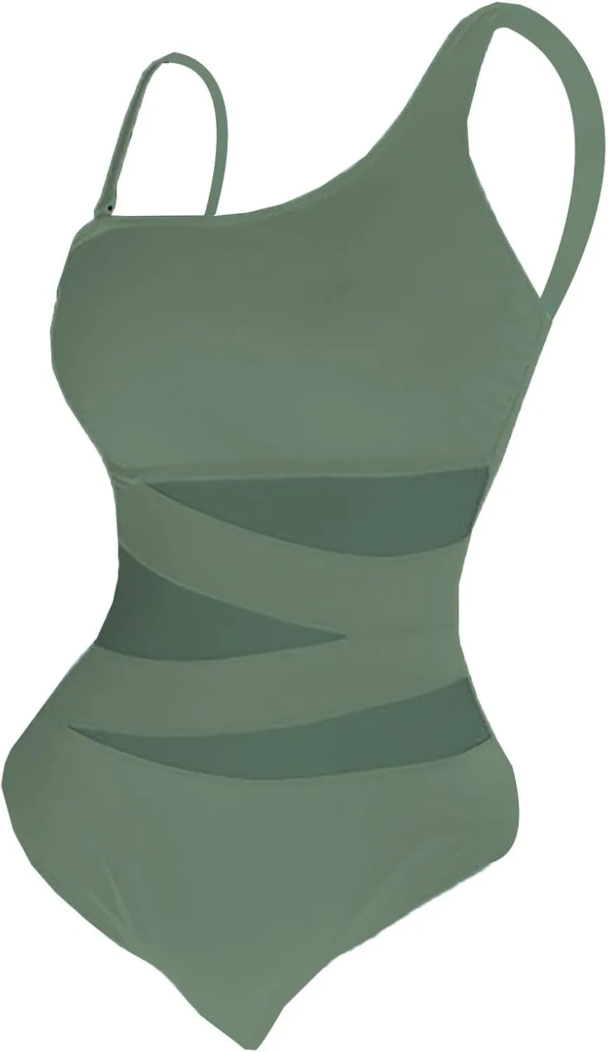 One Piece Bathing Suit Women's Slimming and Shielding Two Swimsuit for Women with Straps Women's Ribbed One Piece