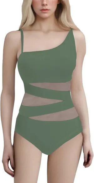 One Piece Bathing Suit Women's Slimming and Shielding Two Swimsuit for Women with Straps Women's Ribbed One Piece
