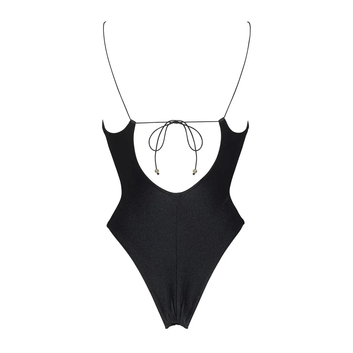 One Piece Beachwear String Black Bathing Suit