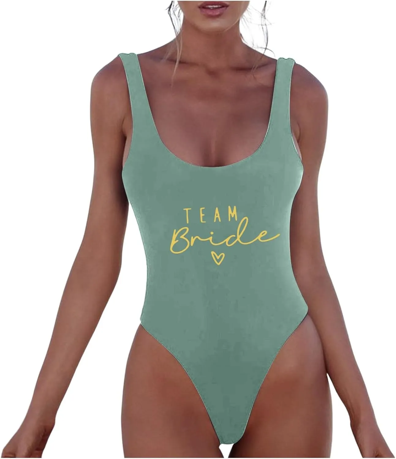 One Piece Bride Swimsuit Women Tummy Control Sexy High Cut Bathing Suit Backless Slimming Swim Suit Ribbed Swimwear