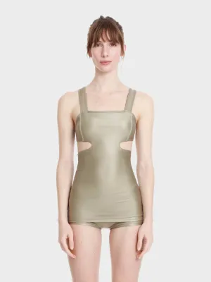 One piece cut out swim skorts