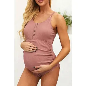 One Piece Maternity Swimsuit | Striped Maternity Swimwear