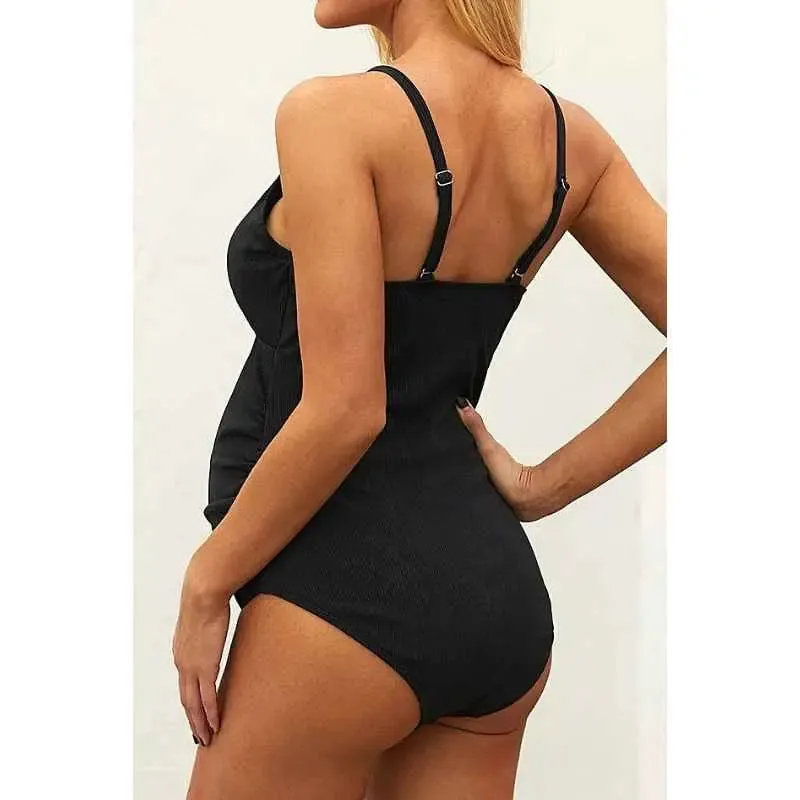 One Piece Maternity Swimsuit | Striped Maternity Swimwear