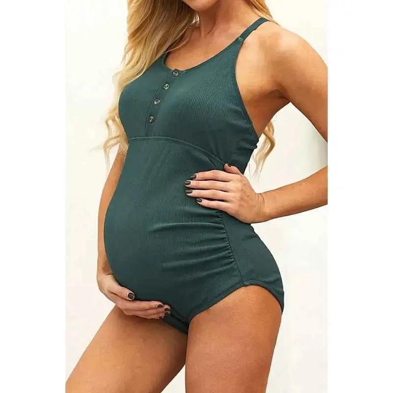 One Piece Maternity Swimsuit | Striped Maternity Swimwear