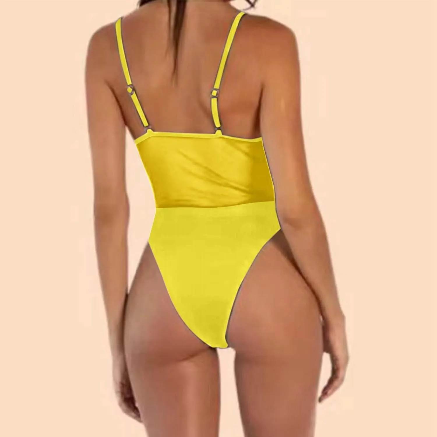 One Piece Mesh Swimsuit for Women High Cut Tummy Control Sexy Bathing Suits Swimwear Backless Slimming Swim Suits