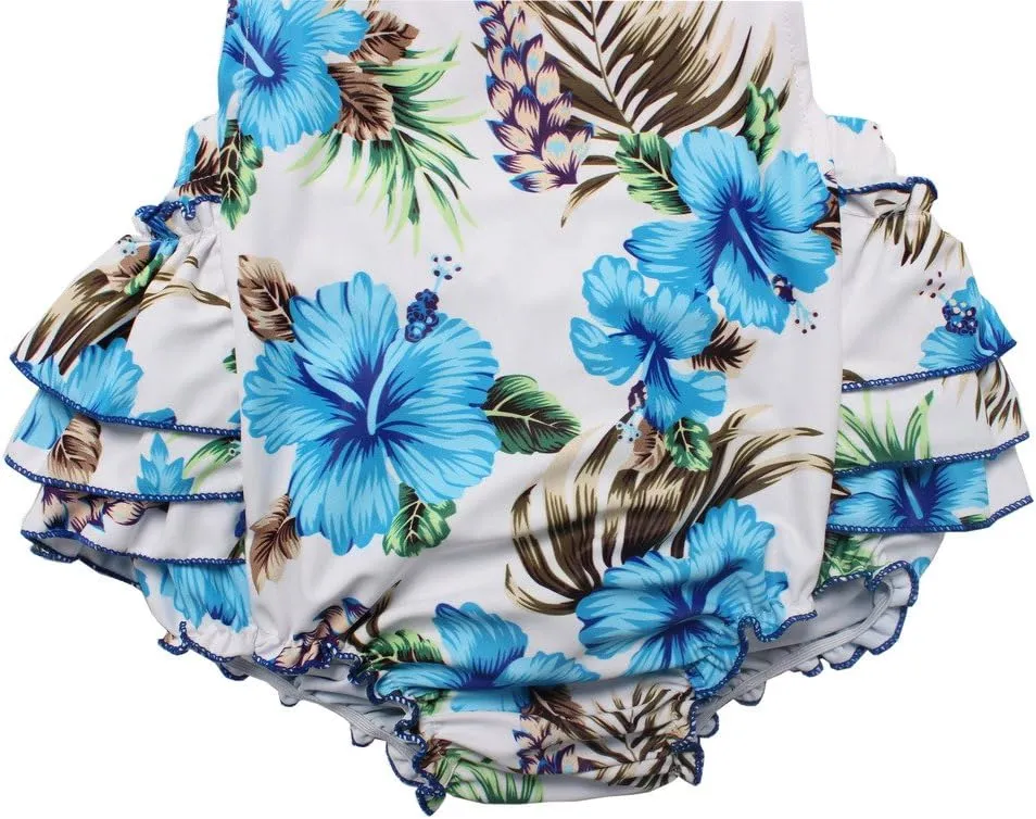 One Piece Redbub Floral Ruffles Rompers Bathing Suits Dress with Headband