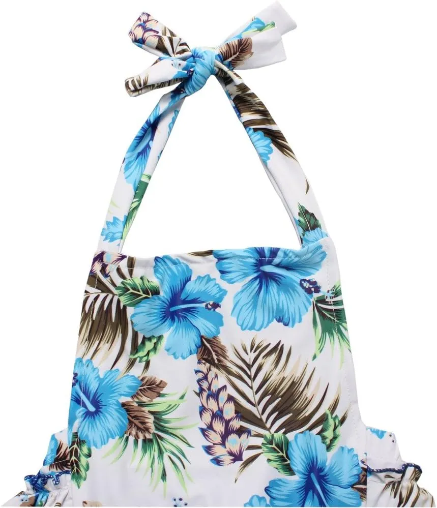 One Piece Redbub Floral Ruffles Rompers Bathing Suits Dress with Headband