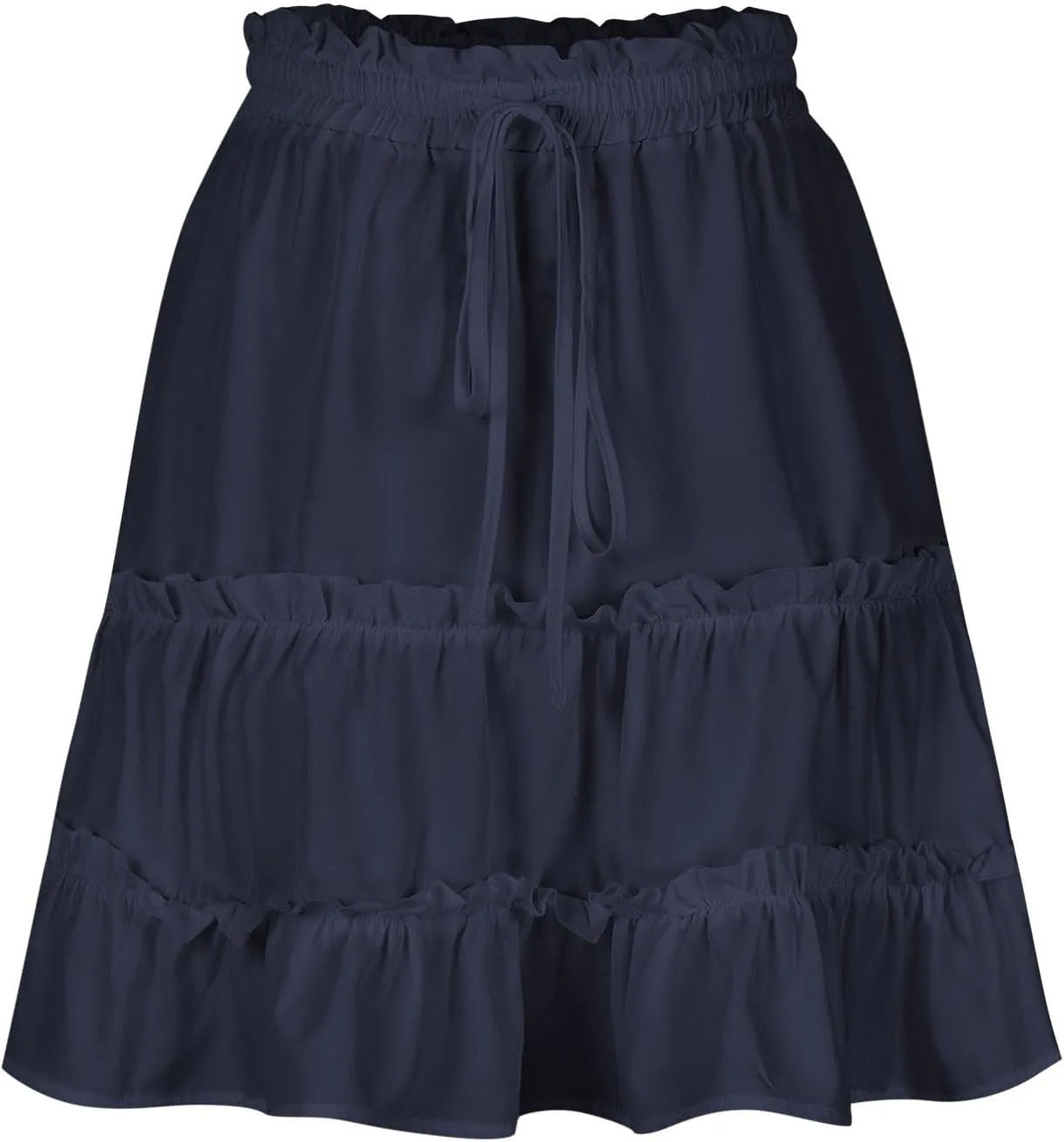 Oplxuo Skirts for Women Boho Summer A-Line Pleated Skirt Casual Elastic High Waist Tiered Ruffle Flowy Cute Mini Skirt