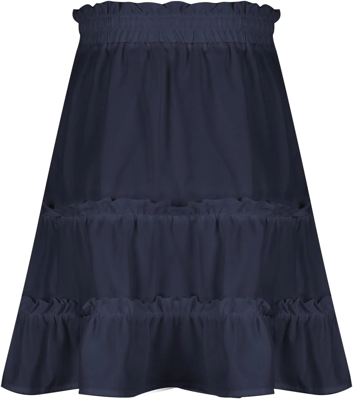 Oplxuo Skirts for Women Boho Summer A-Line Pleated Skirt Casual Elastic High Waist Tiered Ruffle Flowy Cute Mini Skirt