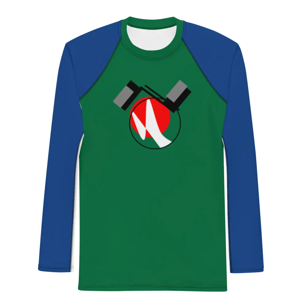 Origen Destination |On-Arrival Point of Origen Symbol-inspired Men's Green/Blue Rash Guard