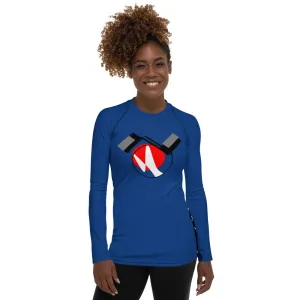 Origen Destination |On-Arrival Point of Origen Symbol-inspired Women's Blue Rash Guard