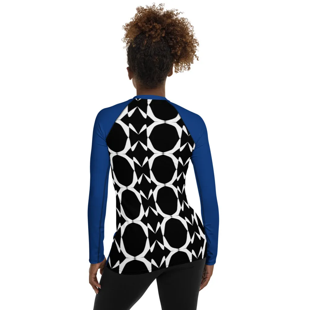 Origen Destination |On-Arrival Point of Origen Symbol-inspired Women's Blue Rash Guard