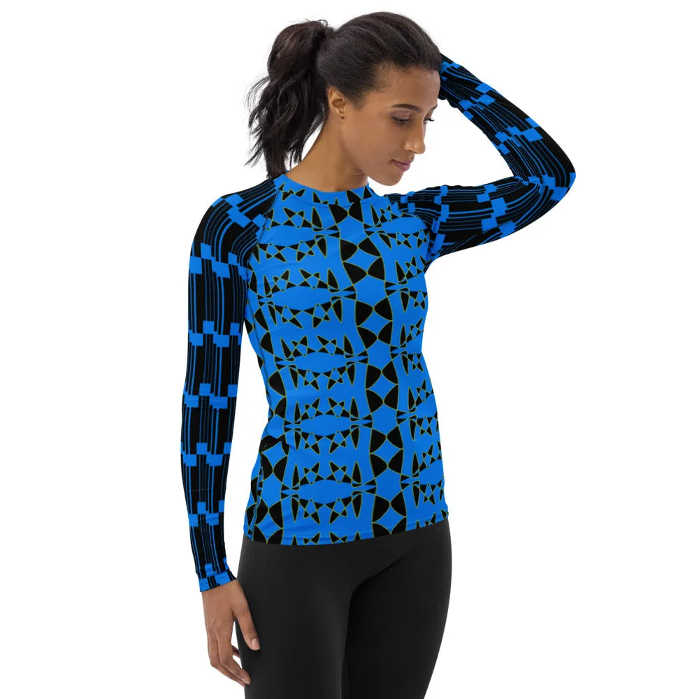 Origen Destination |On-Arrival Point of Origen Women's Blue/Black Symbol-inspired Rash Guard