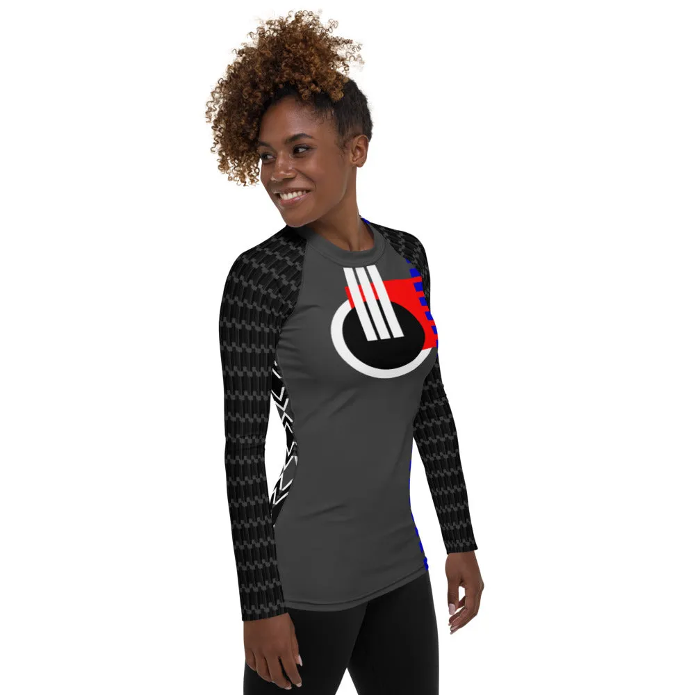 Origen Destination |On-Arrival Point of Origen Women's Gray Symbol-inspired Rash Guard