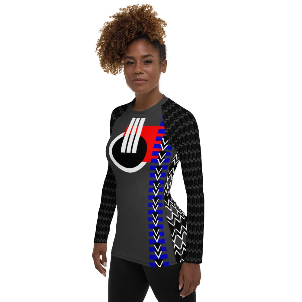 Origen Destination |On-Arrival Point of Origen Women's Gray Symbol-inspired Rash Guard