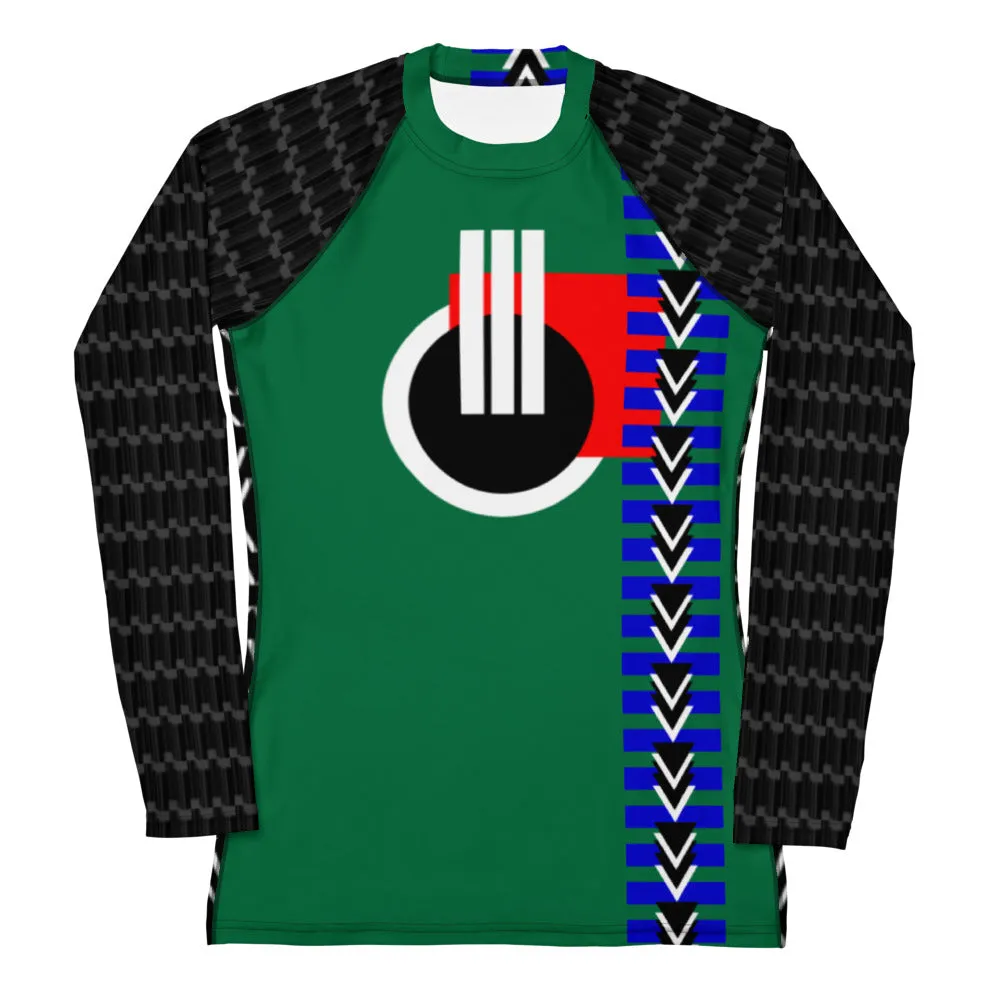 Origen Destination |On-Arrival Point of Origen Women's Green Symbol-inspired Rash Guard