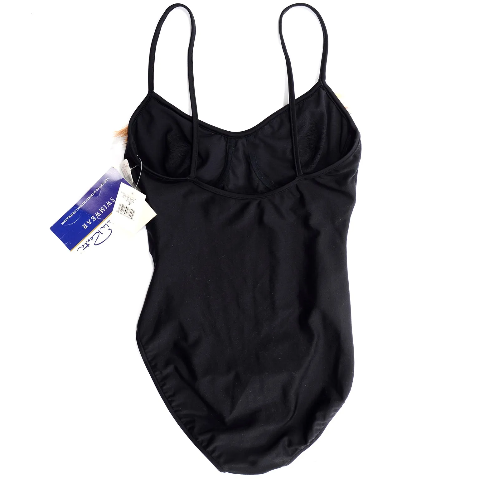 Oscar de la Renta Vintage Black Swimsuit w Feathers Deadstock w Tags
