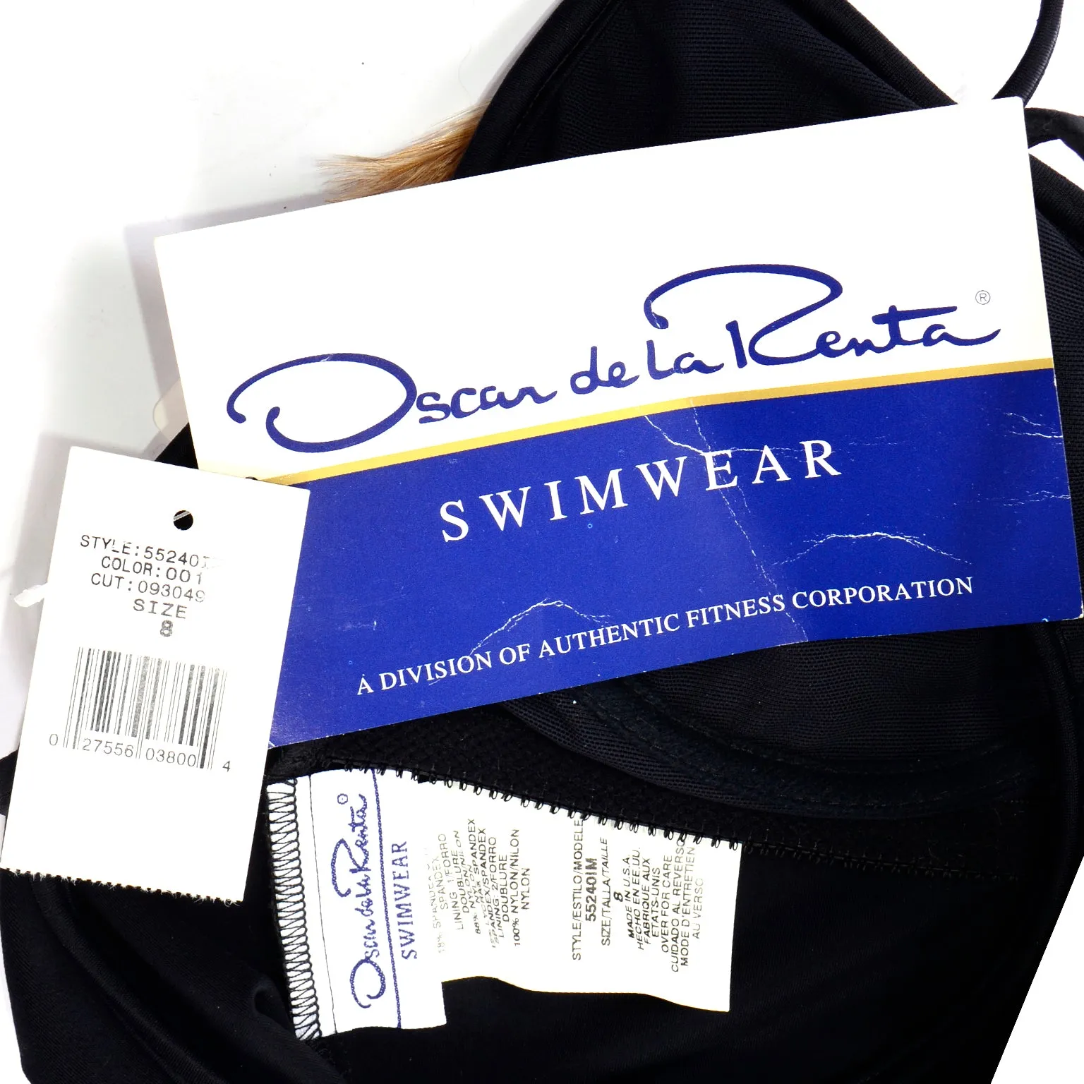 Oscar de la Renta Vintage Black Swimsuit w Feathers Deadstock w Tags