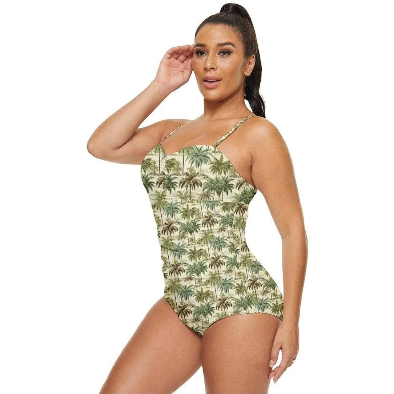 Palm Haven Retro Full Coverage Swimsuit