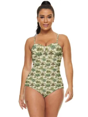 Palm Haven Retro Full Coverage Swimsuit