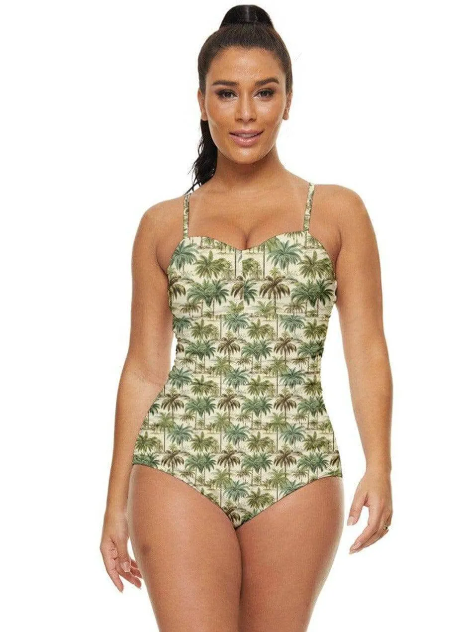 Palm Haven Retro Full Coverage Swimsuit