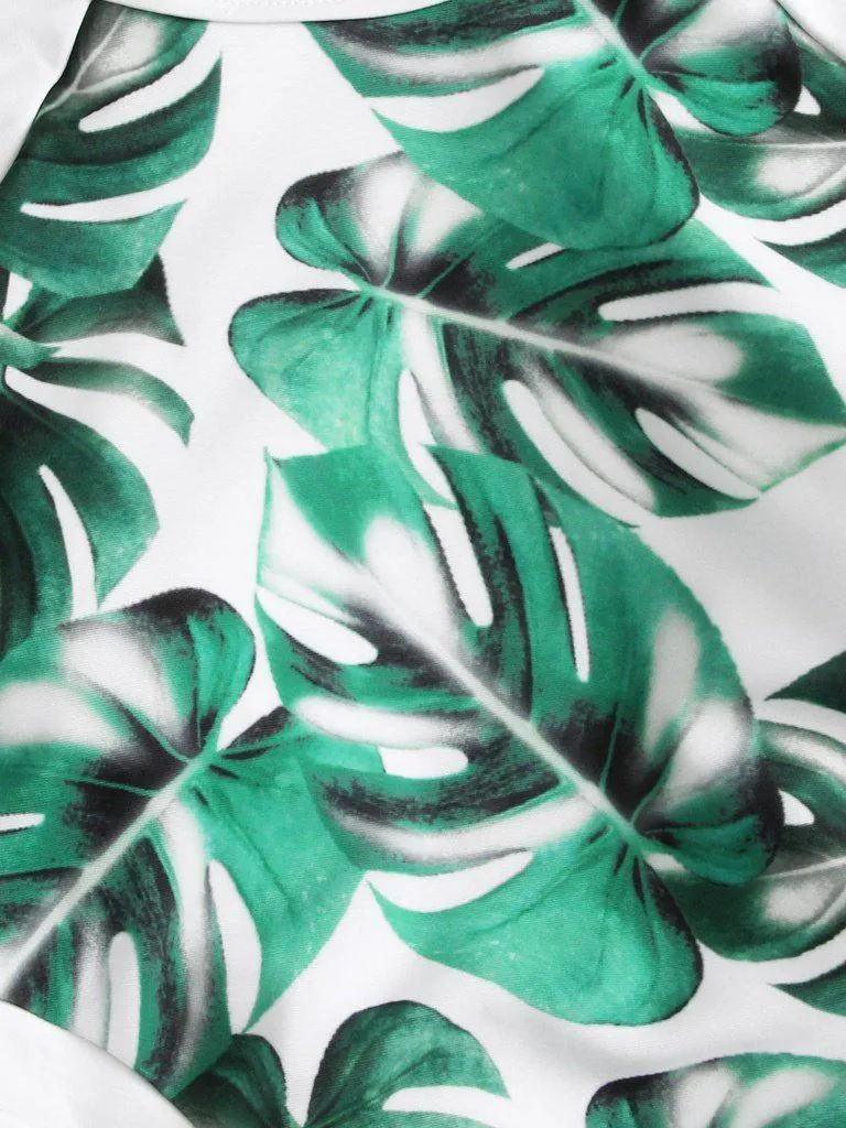 Palm Print Cutout Swimsuit