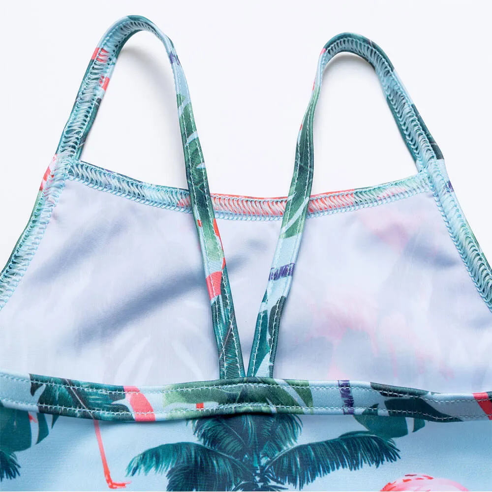 Palm Tree Flamingo One Piece Swimsuits
