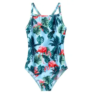Palm Tree Flamingo One Piece Swimsuits