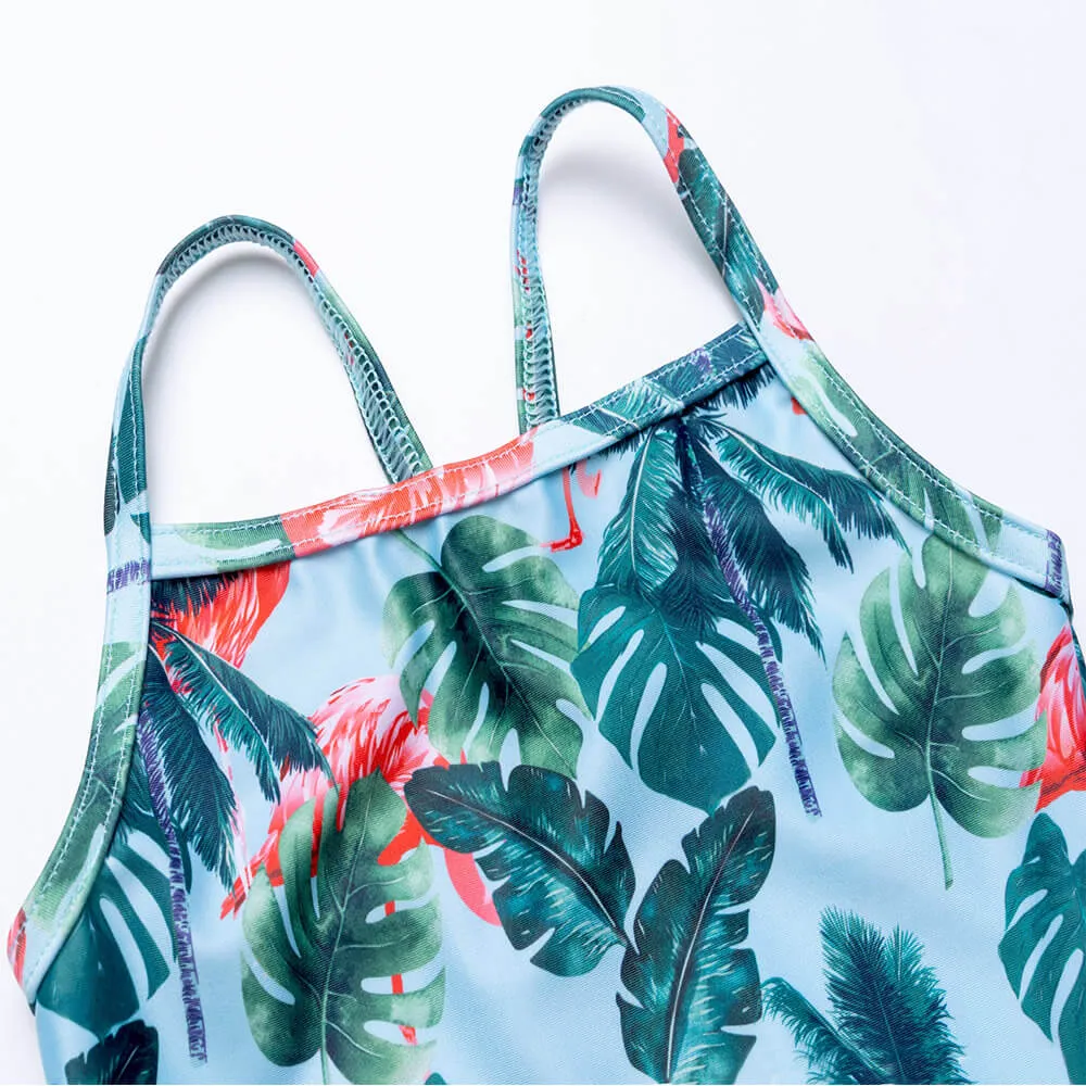 Palm Tree Flamingo One Piece Swimsuits