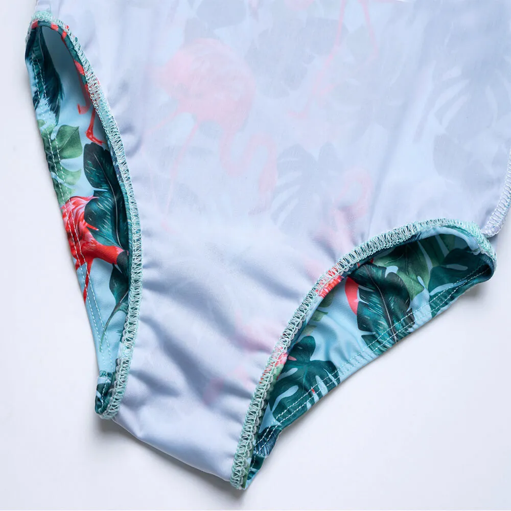 Palm Tree Flamingo One Piece Swimsuits