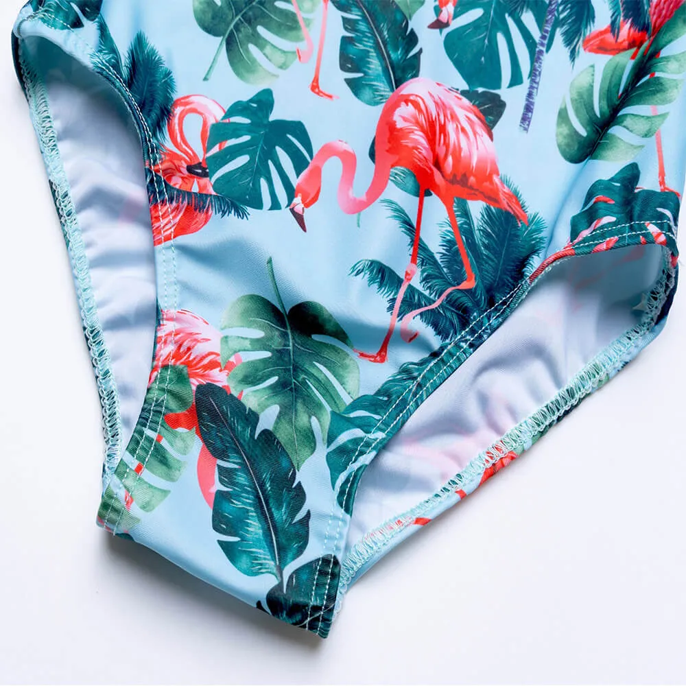 Palm Tree Flamingo One Piece Swimsuits