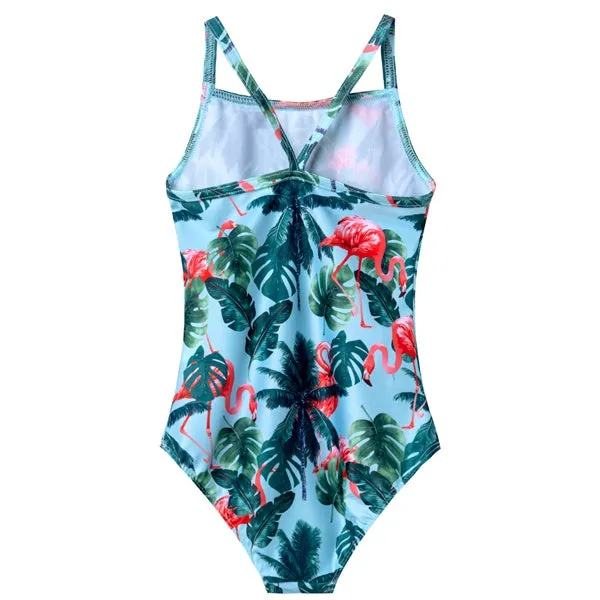 Palm Tree Flamingo One Piece Swimsuits