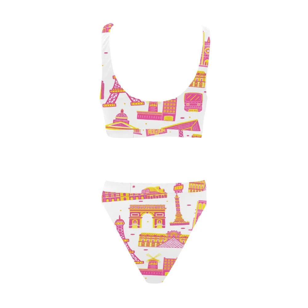 Paris Sport Top & High-Waisted Bikini Swimsuit (Model S07)