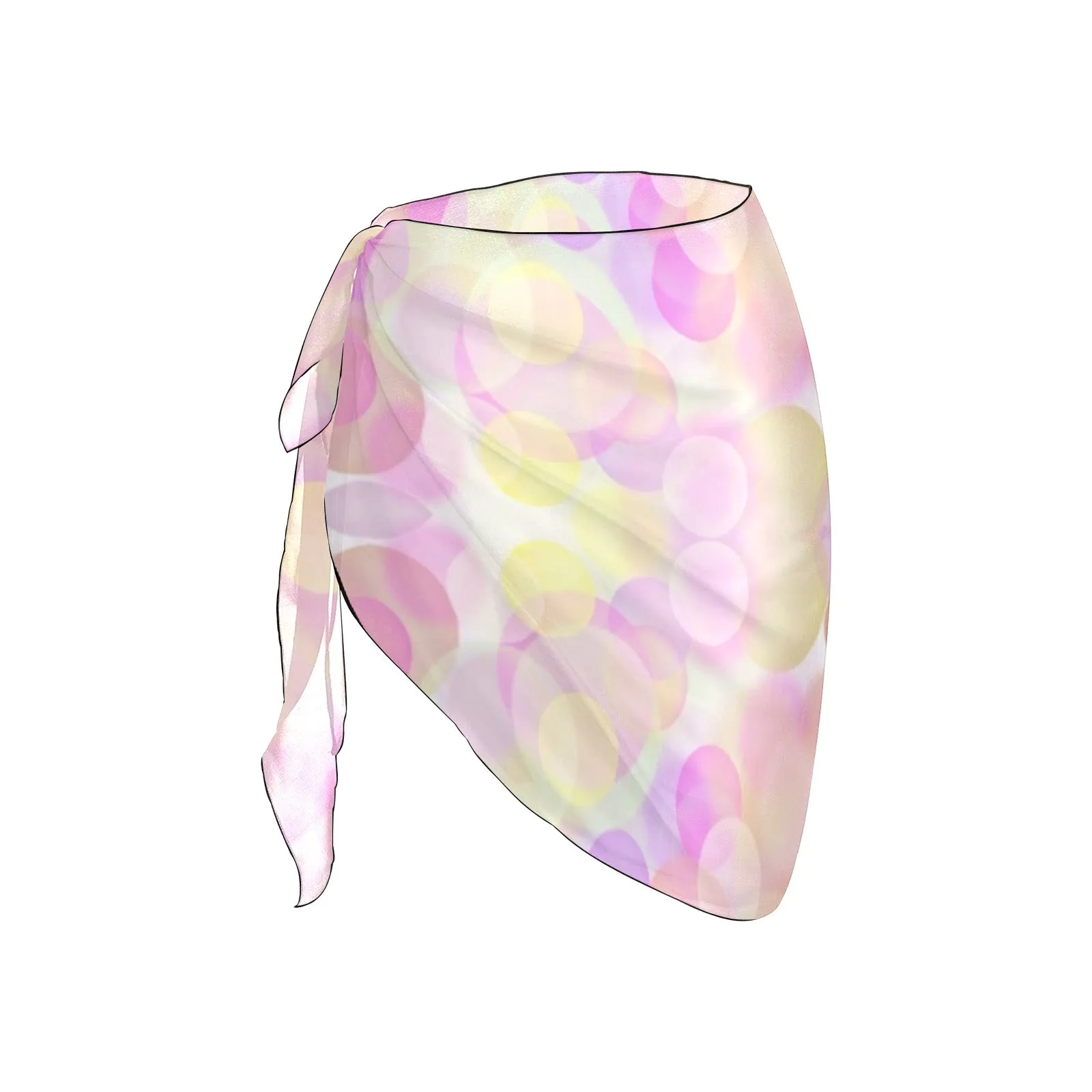 Pastel Circles Short Chiffon Sarong Wrap up to 5 XL (FWS)