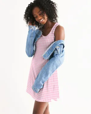 Pastel Pink Gingham  Women's Racerback Mini Sun Dress