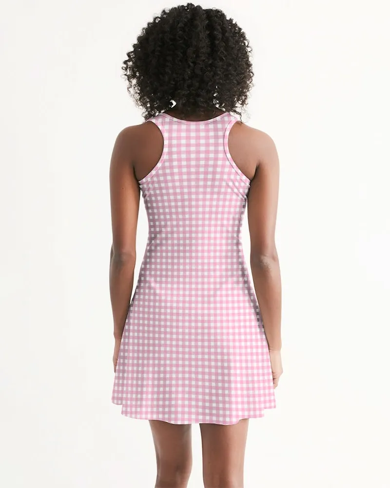 Pastel Pink Gingham  Women's Racerback Mini Sun Dress
