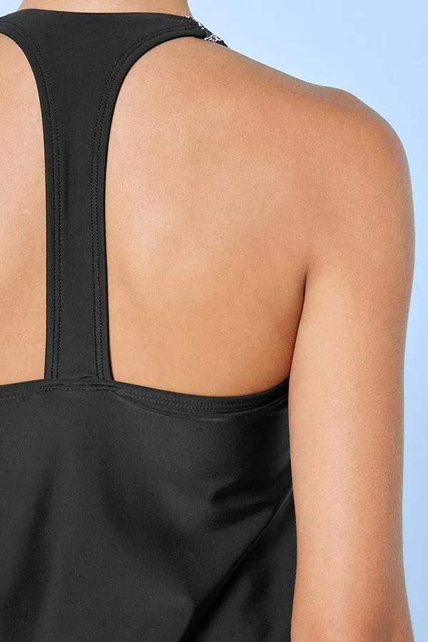 Patchwork Abstract Print Racerback Classic Tankini