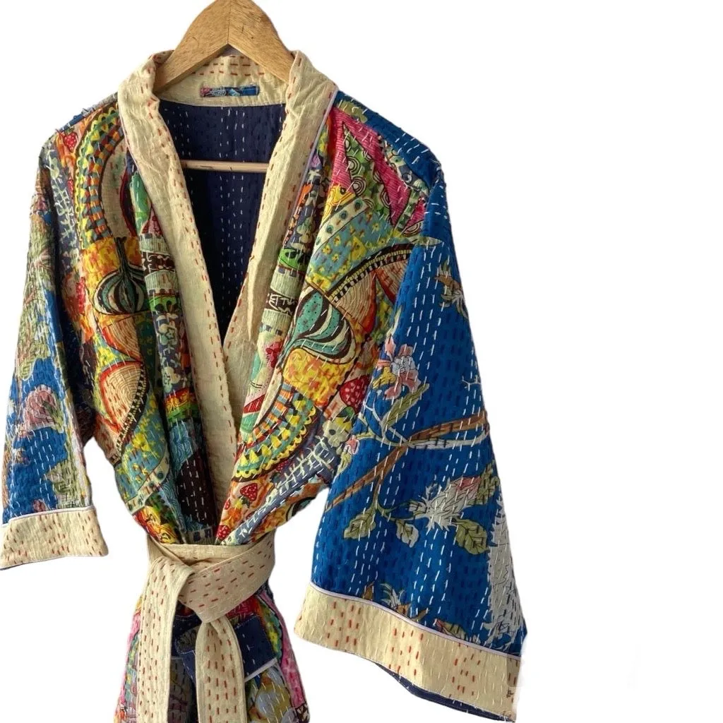 PATCHWORK - KANTHA KIMONO ROBE