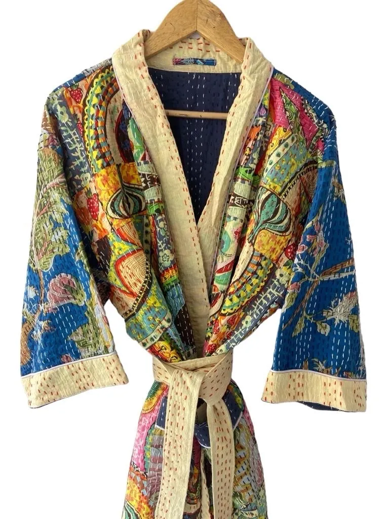 PATCHWORK - KANTHA KIMONO ROBE