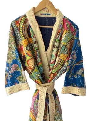 PATCHWORK - KANTHA KIMONO ROBE