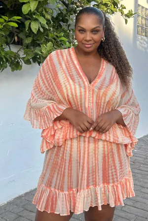 Peach Silk Drop Waisted Beach Dress