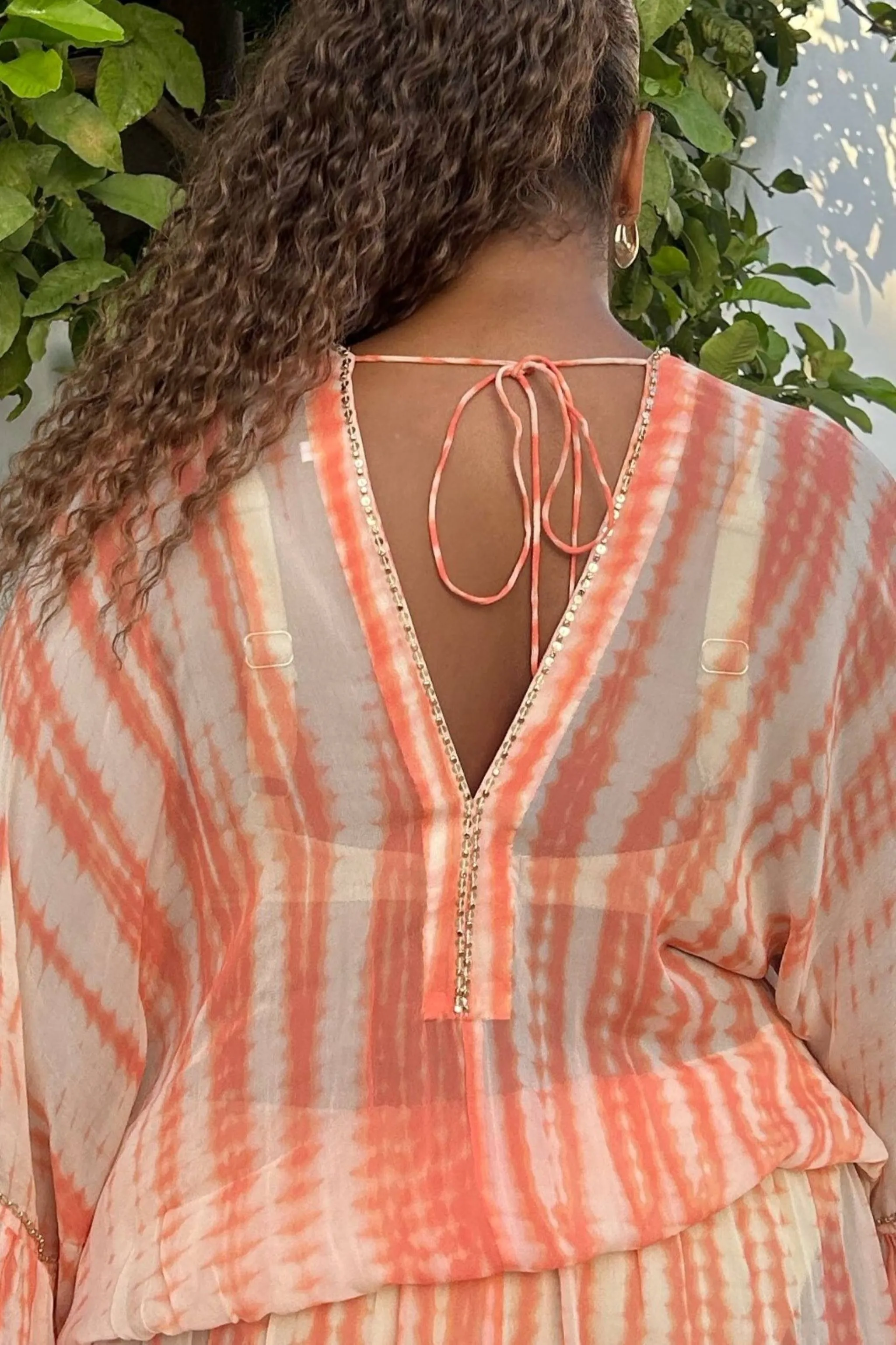 Peach Silk Drop Waisted Beach Dress