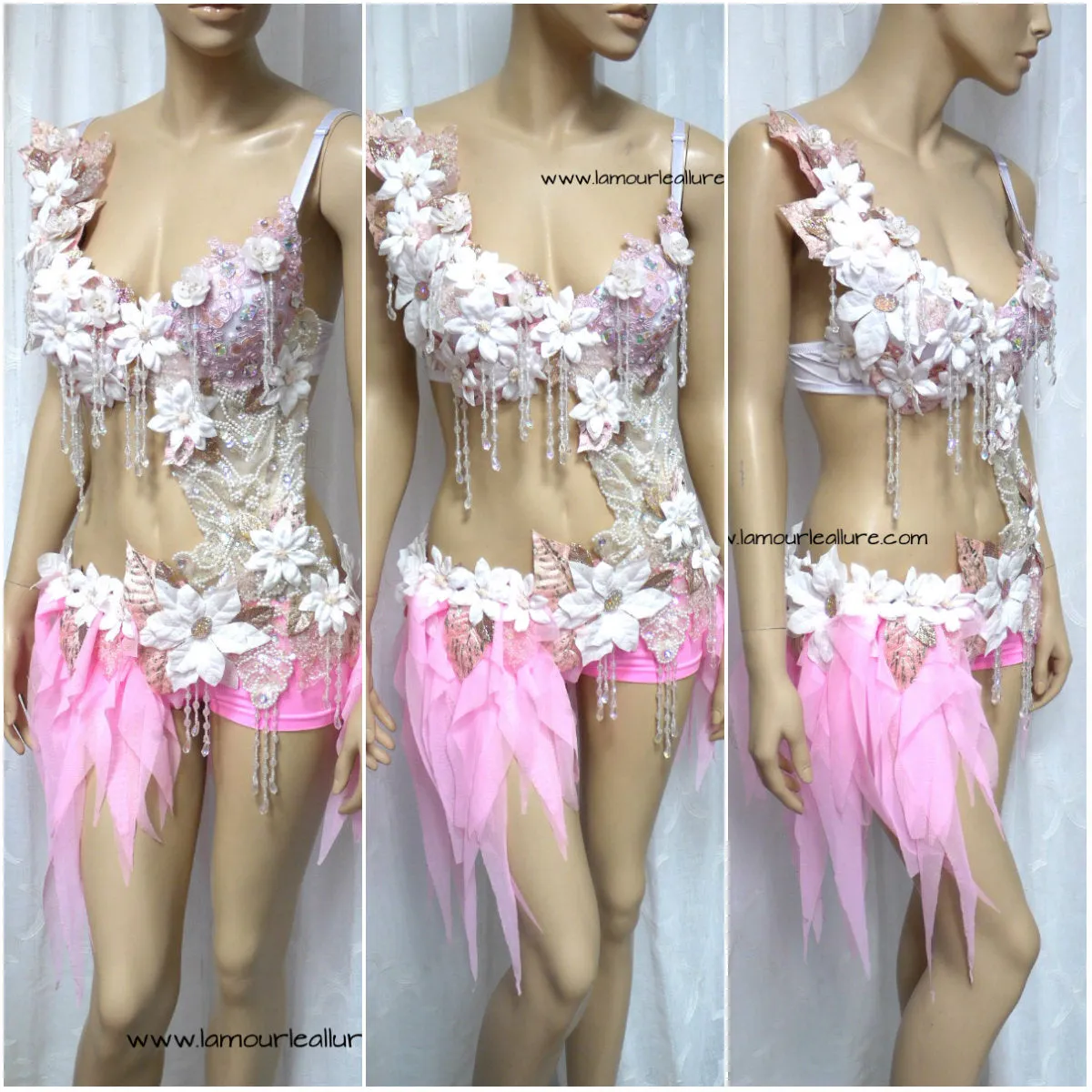 Pearl Lavender White Fairy Monokini Dance Costume Rave Halloween