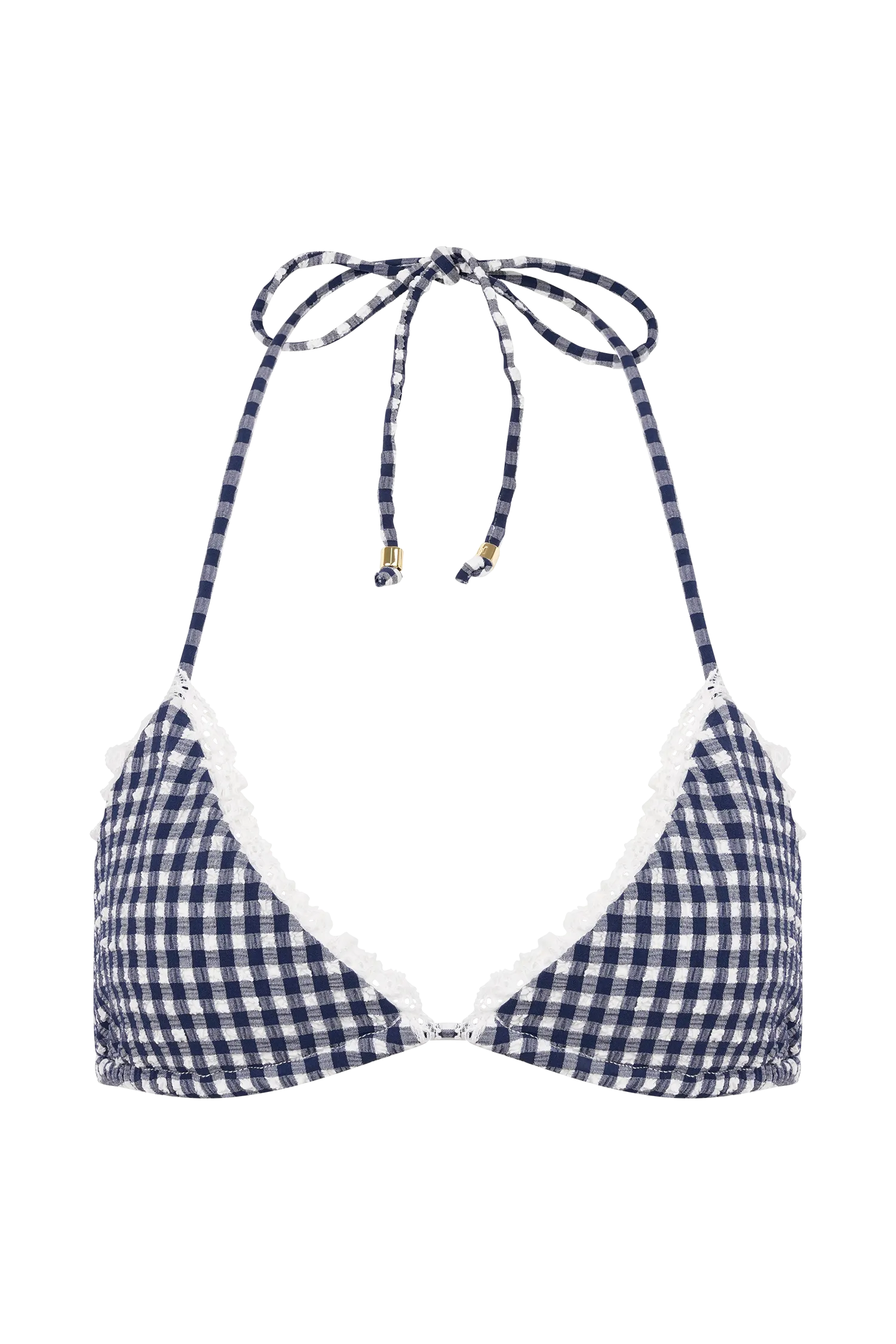 Persephone Gingham Triangle Bikini Top - Navy