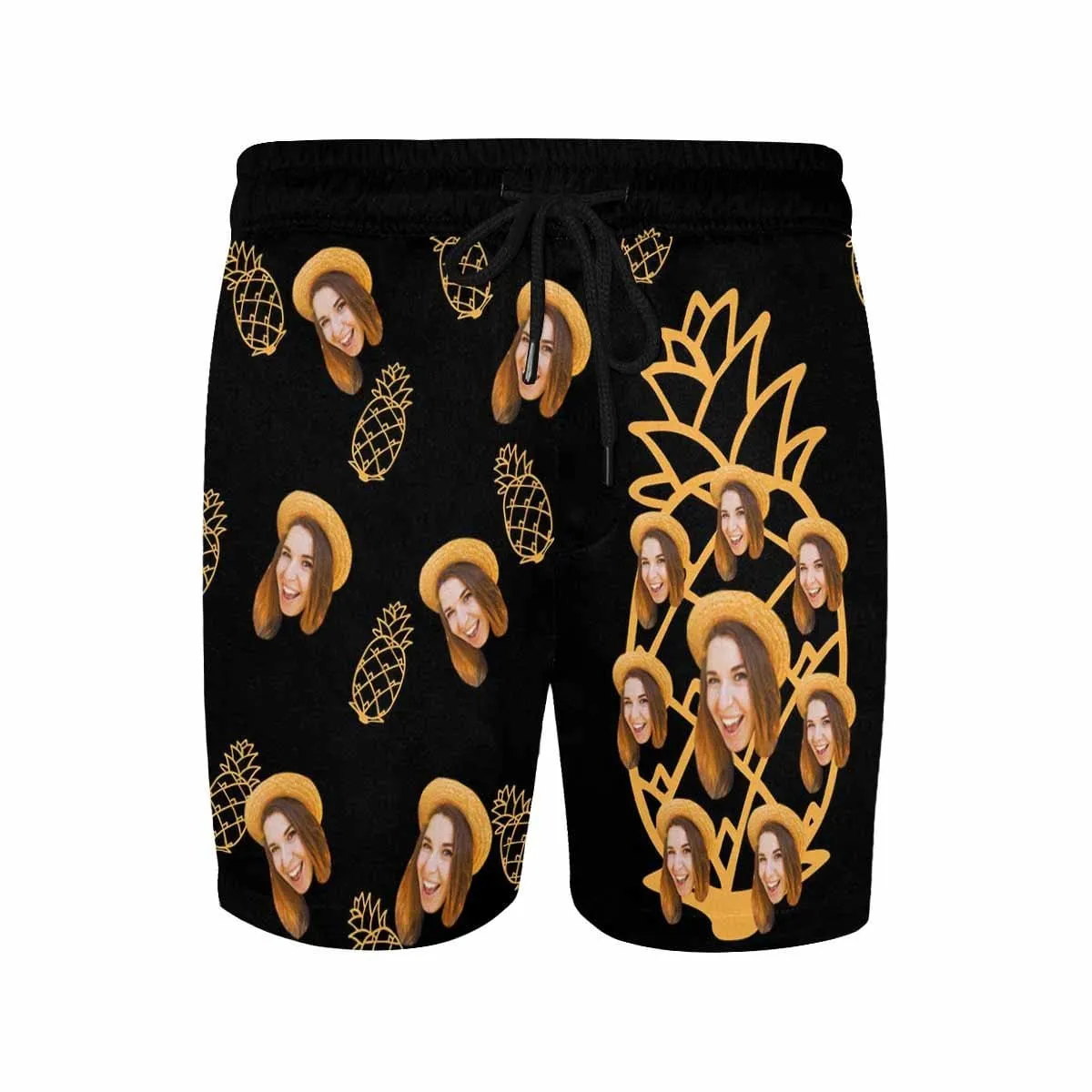 Personalized Girlfriend's Face Swim Shorts Custom Face Pineapple Men's Quick Dry Swim Shorts with Photos for Holiday