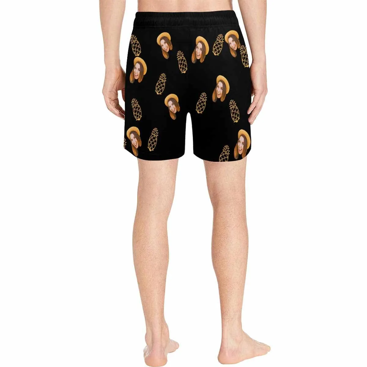 Personalized Girlfriend's Face Swim Shorts Custom Face Pineapple Men's Quick Dry Swim Shorts with Photos for Holiday