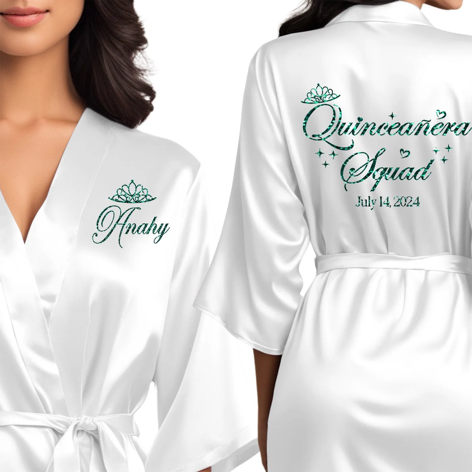 Personalized White Mis Quince Años Robes